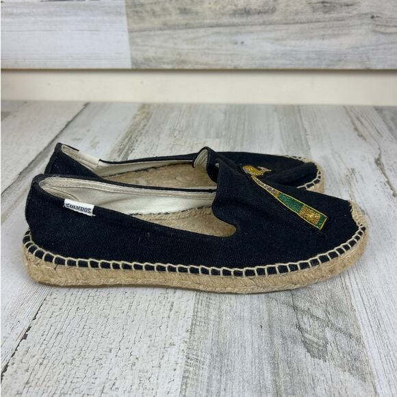 Saludos Womens 7 Black Cheers Champagne Bottle Glass Flats Slip On Espadrille - Picture 5 of 8